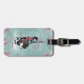 エレガントフランスのヴィンテージプードルの少女シルエット ラゲッジタグ (正面横)