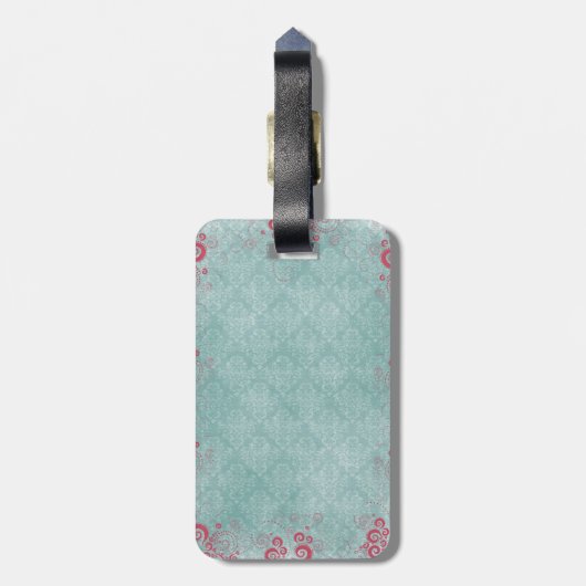 エレガントフランスのヴィンテージプードルの少女シルエット ラゲッジタグ (裏面縦)