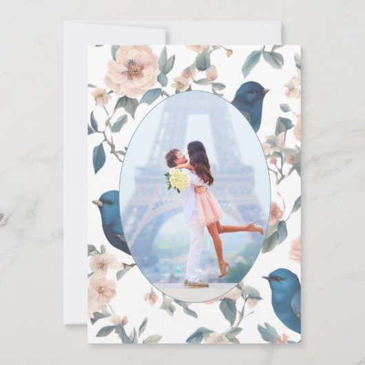 エレガントフランスのヴィンテージ写真結婚の 招待状 (裏面)