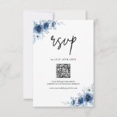 エレガントフランスのヴィンテージ青フローラまたはコー結婚ド 出欠カード (正面)