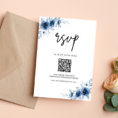 エレガントフランスのヴィンテージ青フローラまたはコー結婚ド 出欠カード