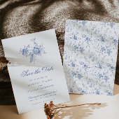 エレガントフランスのヴィンテージ青フローラ保存日付 招待状