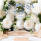 エレガントフランスのヴィンテージ青フローラ結婚ズ アクリル招待状