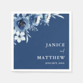 エレガントフランスのヴィンテージ青フローラ結婚ズ スタンダードカクテルナプキン (正面)