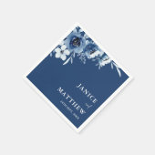 エレガントフランスのヴィンテージ青フローラ結婚ズ スタンダードカクテルナプキン (角)