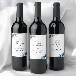 エレガントフランスのヴィンテージ青フローラ結婚ズ ワインラベル