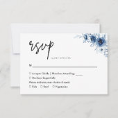 エレガントフランスのヴィンテージ青フローラ結婚ズ 出欠カード (正面)