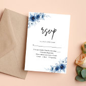 エレガントフランスのヴィンテージ青フローラ結婚ズ 出欠カード