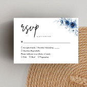 エレガントフランスのヴィンテージ青フローラ結婚ズ 出欠カード