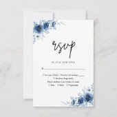 エレガントフランスのヴィンテージ青フローラ結婚ズ 出欠カード (正面)