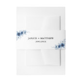 エレガントフランスのヴィンテージ青フローラ結婚ズ 招待状ベリーバンド (正面例)