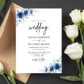 エレガントフランスのヴィンテージ青フローラ結婚ズ 招待状