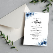 エレガントフランスのヴィンテージ青フローラ結婚ズ 招待状