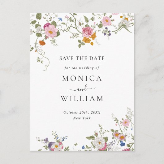 エレガントフランスの庭園の結婚式保存日 ポストカード (正面)