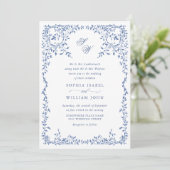 エレガントフランスの華美フローラ結婚フレームのQRコード 招待状 (スタンド正面)