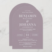 エレガントフランスの薄紫結婚アーチ 招待状 (正面/裏面)