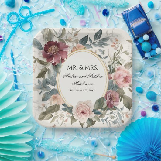 エレガントフランスの金ゴールド水結婚色 ペーパープレート (パーティー)