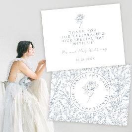 エレガントフランスの青結婚サンキューカード サンキューカード