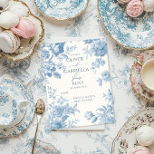 エレガントフランスのBlueフローラ結婚のRSPV インビテーションポストカード