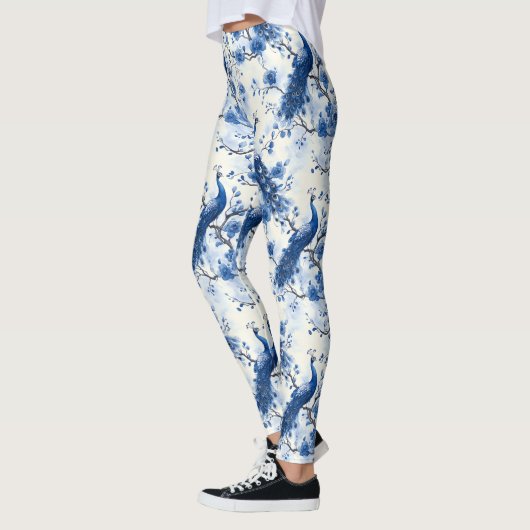 エレガントフランスのChinoiserieブルーウォーター レギンス (左)