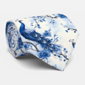 エレガントフランスのChinoiserieブルーピーコックウォーター色 ネクタイ (ロール)