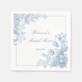 エレガントフランスのChinoiserieブルーモノグラム スタンダードカクテルナプキン (正面)