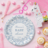 エレガントフランスのToile Chinoiserie青い赤ちゃんシャワー ペーパープレート (パーティー)