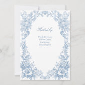 エレガントフランスのToile Chinoiserie青い赤ちゃんシャワー 招待状 (裏面)