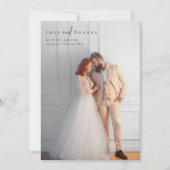 エレガントフルフォトのスクリプ結婚ト サンキューカード (正面)