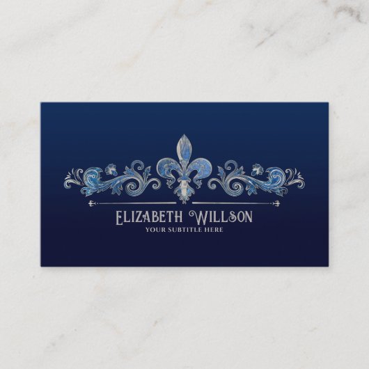 エレガントフルーアデリス真珠と青の大理石 名刺 (正面)