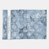 エレガントフルーアデリス – ヴィンテージブルーフランスの キッチンタオル (横)