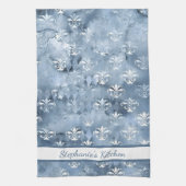 エレガントフルーアデリス – ヴィンテージブルーフランスの キッチンタオル (縦)