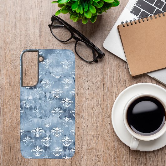 エレガントフルーアデリス – ヴィンテージブルーフランスの SAMSUNG GALAXYケース