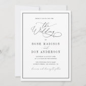 エレガントフレーム黒と白結婚の 招待状 (正面)