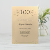 エレガントフレーム ゴールド 100歳の誕生日 招待状 (スタンド正面)