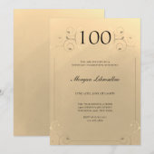 エレガントフレーム ゴールド 100歳の誕生日 招待状 (正面/裏面)