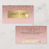 エレガントフレーム、金ゴールドハートバラ金ゴールドグリッター ロイヤリティカード (正面/裏面)
