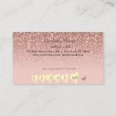 エレガントフレーム、金ゴールドハートバラ金ゴールドグリッター ロイヤリティカード (裏面)