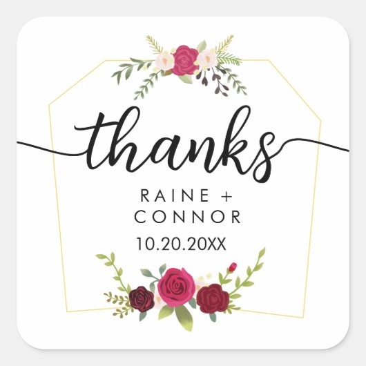 エレガントフローラあり結婚 スクエアシール (正面)