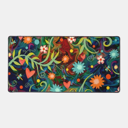 エレガントフローラお洒落ハートパーソナライズされた デスクマット (正面)