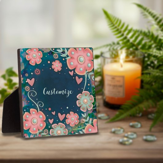 エレガントフローラお洒落ハート フォトプラーク