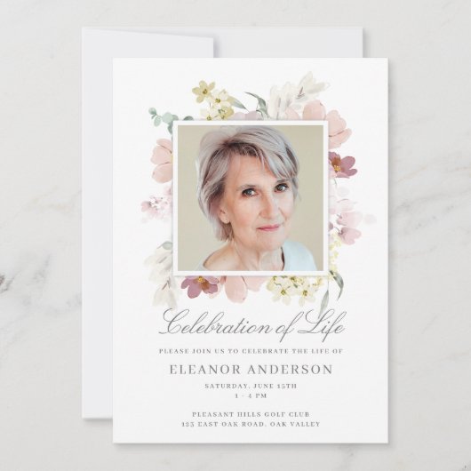 エレガントフローラお祝い記念写真 招待状 (正面)