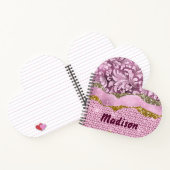 エレガントフローラきらびやかな紫ピンクの金ゴールドモノグラム ノートブック (内部)