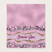 エレガントフローラきらびやかな紫ピンクの金ゴールドモノグラム 名刺 (外部フラット)