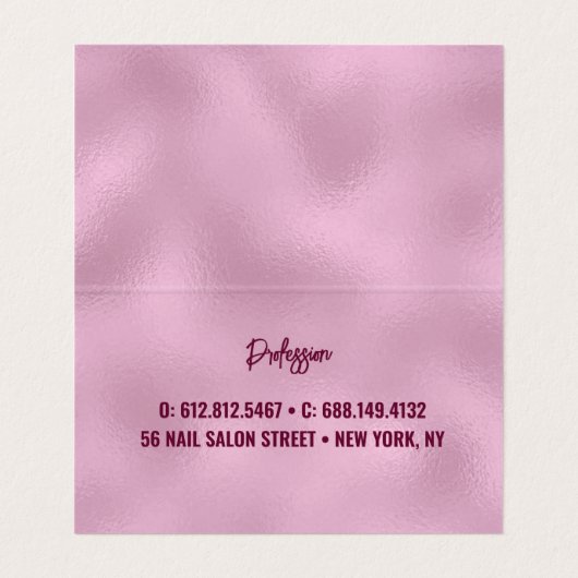 エレガントフローラきらびやかな紫ピンクの金ゴールドモノグラム 名刺 (内部フラット)