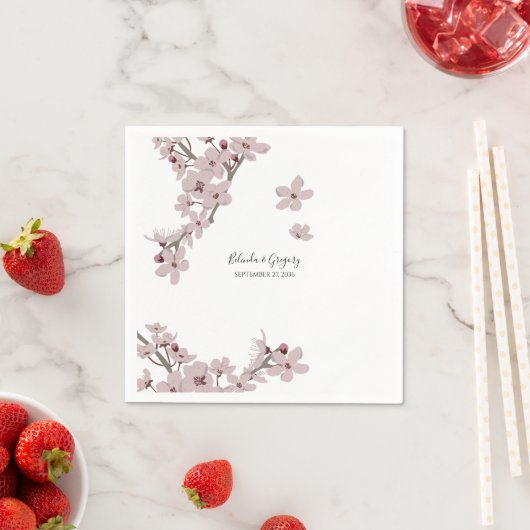 エレガントフローラさくらんぼ結婚ブロッサム スタンダードカクテルナプキン (インサイチュ)