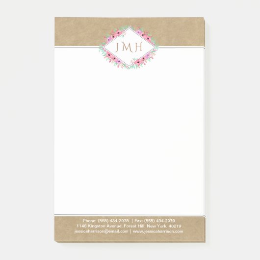 エレガントフローラとクラフト個人またはビジネス ポストイット (正面)