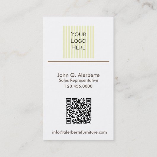 エレガントフローラとファンシー椅子の垂直 名刺 (裏面)