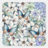 エレガントフローラと蝶 スクエアシール (正面)