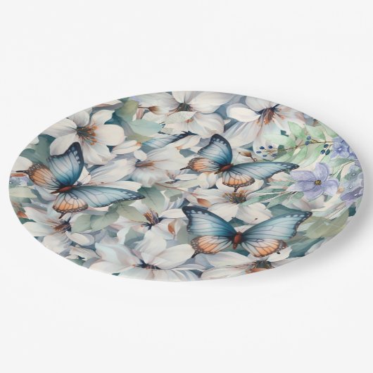 エレガントフローラと蝶 ペーパープレート (アングル)